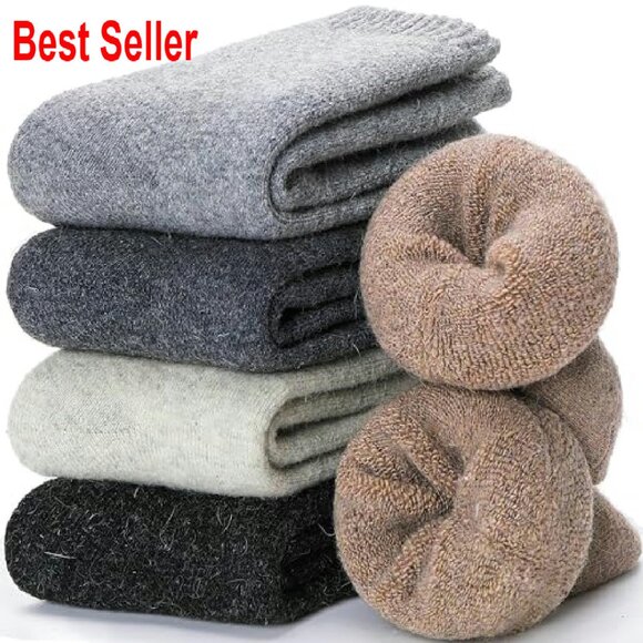 Merino Wool Thermal Socks Cozy Warm Winter Hiking Boot Crew Comfy - Picture 2 of 8